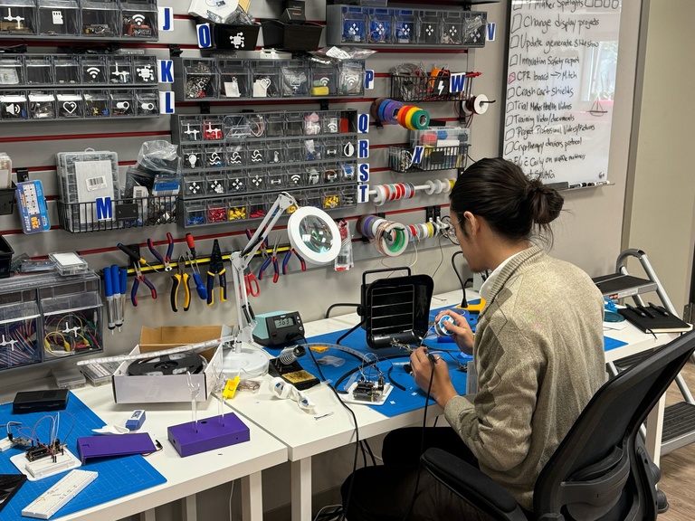 DJ Dillon working in the makerspace