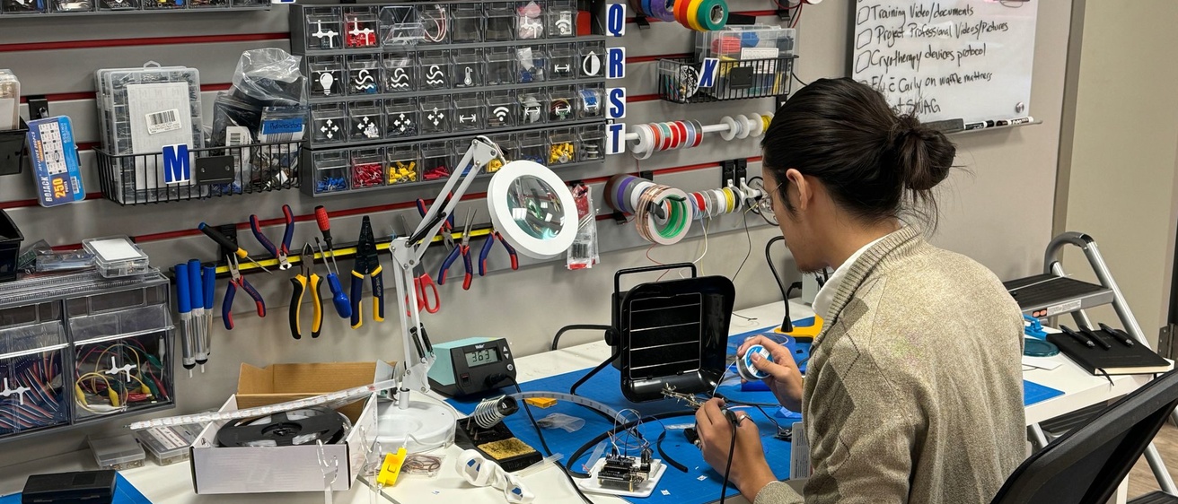 DJ Dillon working in the makerspace